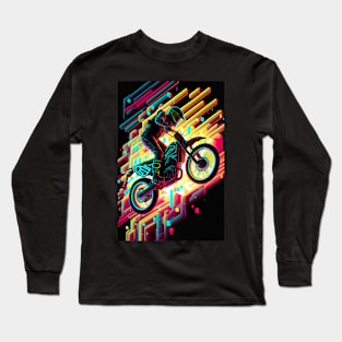 Cyber Future Dirt Bike With Neon Colors Long Sleeve T-Shirt